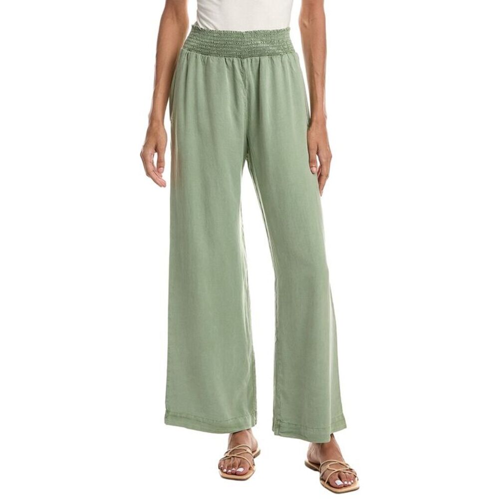Bella Dahl Womens  Smocked Waist Wide Leg Relaxed Fit Pant